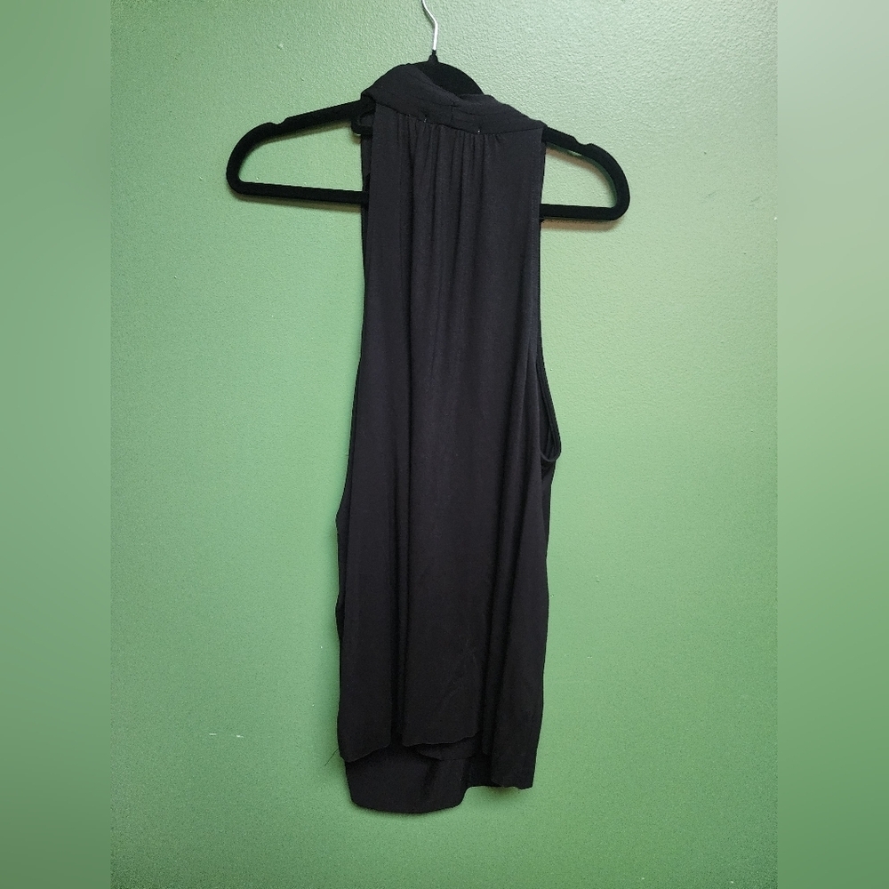 Three Dots Black Draped Sleeveless Top | Made in USA | Minimalist - Picture 3 of 3
